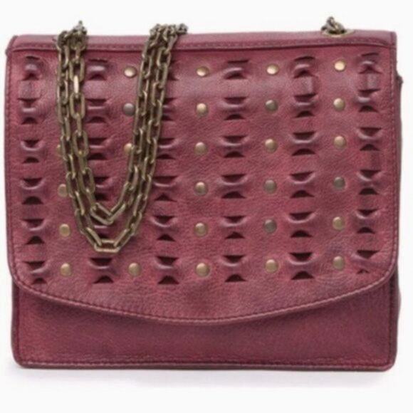 Frye leather Studded Shoulder Bag Red - Picture 4 of 7